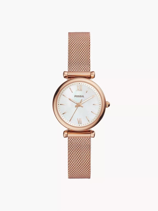 Fossil Accessories - Fossil Women's Mini Carlie Rose Gold Mesh Bracelet Watch 28mm